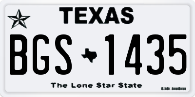 TX license plate BGS1435