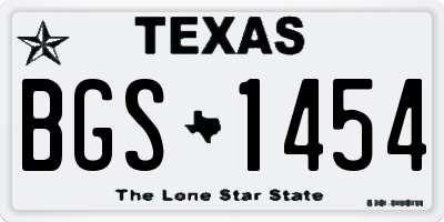 TX license plate BGS1454