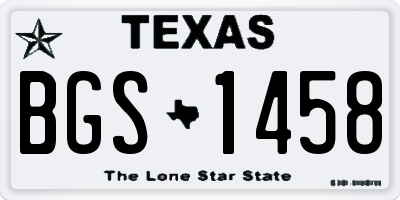 TX license plate BGS1458
