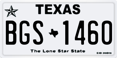TX license plate BGS1460