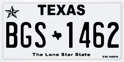 TX license plate BGS1462