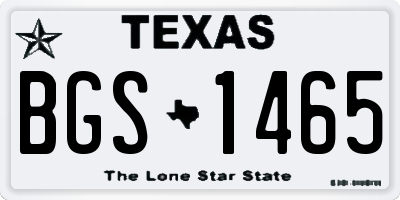 TX license plate BGS1465