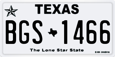 TX license plate BGS1466