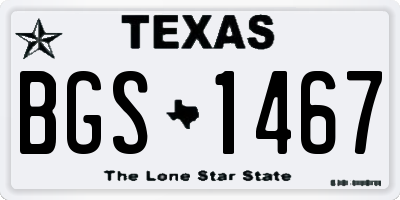 TX license plate BGS1467