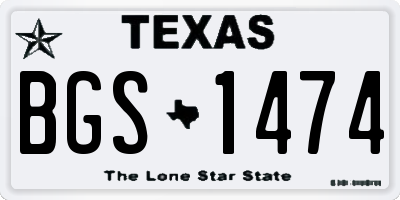 TX license plate BGS1474