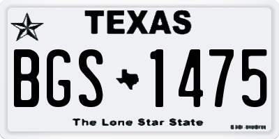TX license plate BGS1475