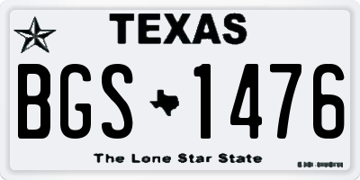 TX license plate BGS1476