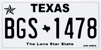 TX license plate BGS1478