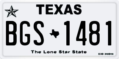TX license plate BGS1481