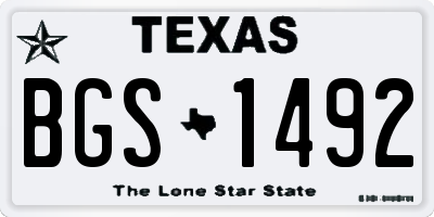 TX license plate BGS1492