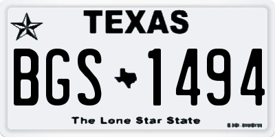 TX license plate BGS1494