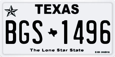 TX license plate BGS1496