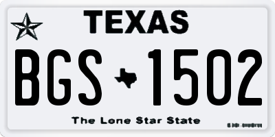TX license plate BGS1502