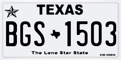 TX license plate BGS1503
