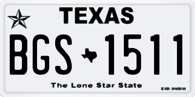 TX license plate BGS1511