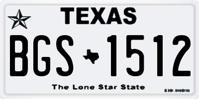TX license plate BGS1512
