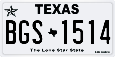 TX license plate BGS1514