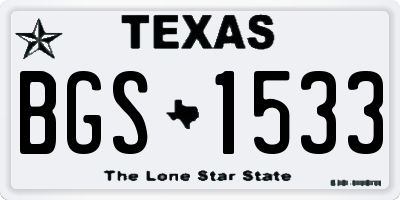 TX license plate BGS1533