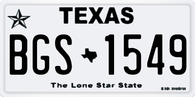 TX license plate BGS1549