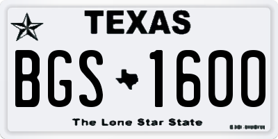 TX license plate BGS1600
