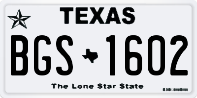 TX license plate BGS1602