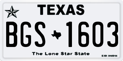 TX license plate BGS1603