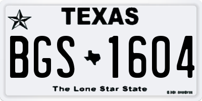 TX license plate BGS1604