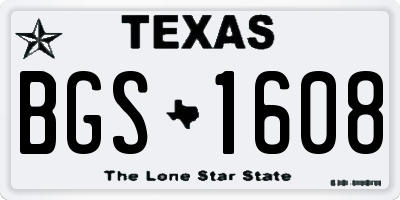 TX license plate BGS1608
