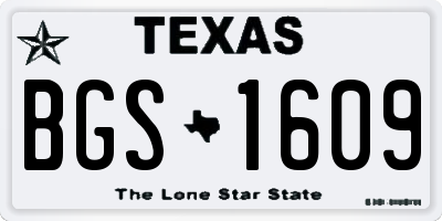 TX license plate BGS1609