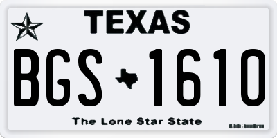 TX license plate BGS1610