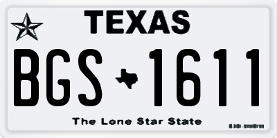TX license plate BGS1611