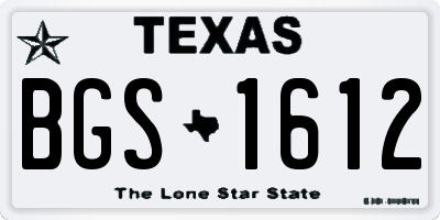 TX license plate BGS1612