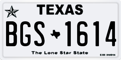 TX license plate BGS1614