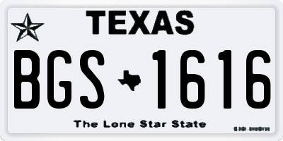 TX license plate BGS1616