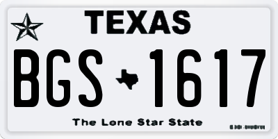 TX license plate BGS1617