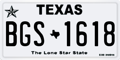 TX license plate BGS1618