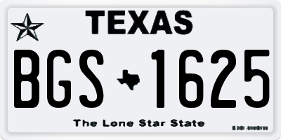 TX license plate BGS1625