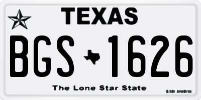 TX license plate BGS1626