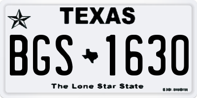 TX license plate BGS1630