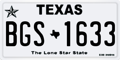 TX license plate BGS1633