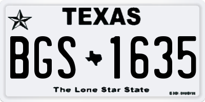 TX license plate BGS1635
