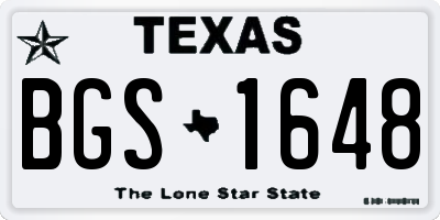 TX license plate BGS1648