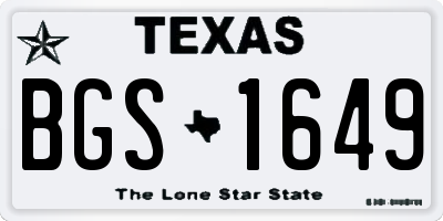 TX license plate BGS1649