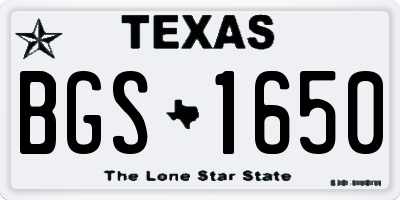 TX license plate BGS1650