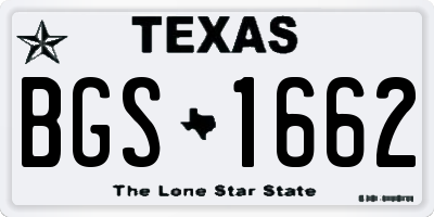 TX license plate BGS1662