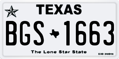 TX license plate BGS1663