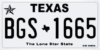 TX license plate BGS1665