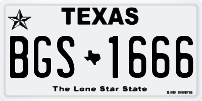 TX license plate BGS1666