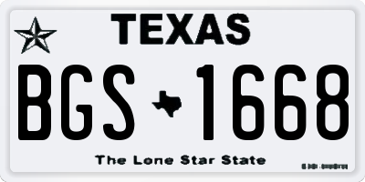 TX license plate BGS1668