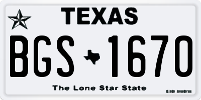 TX license plate BGS1670